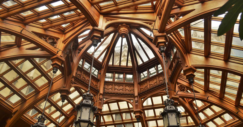 Skylight of the Biltmore Estate featuring intricate wood craftsmanship.