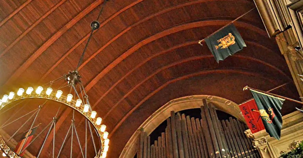 The Banquet Hall at the Biltmore Estate with opulent vaulted wood ceilings.